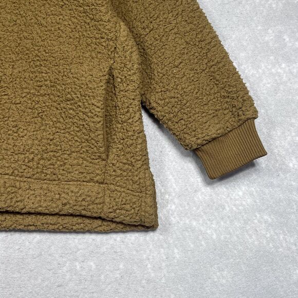 Aerie Jacket Womens Small Burnt Yellow Sherpa Teddy Quarter Zip Pullover Jacket - Picture 4 of 11